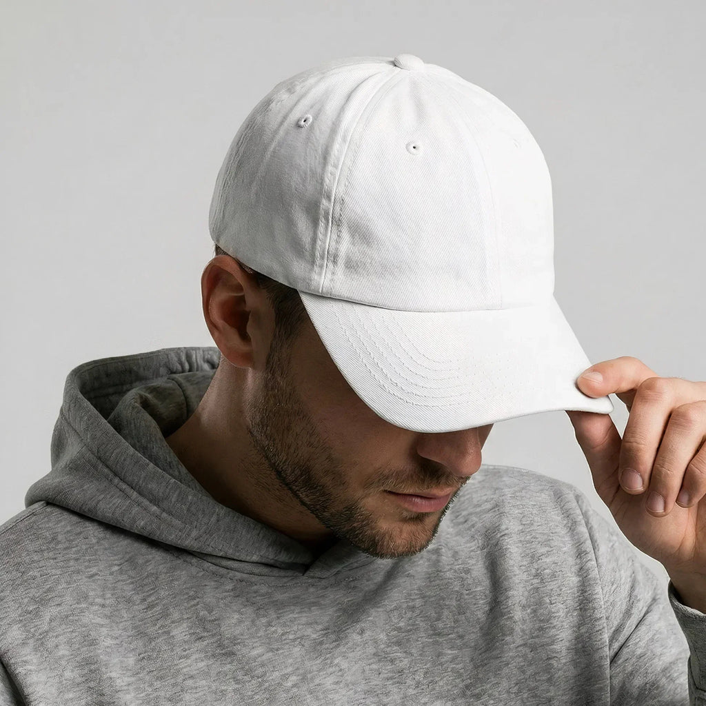 White Low Profile Baseball Cap