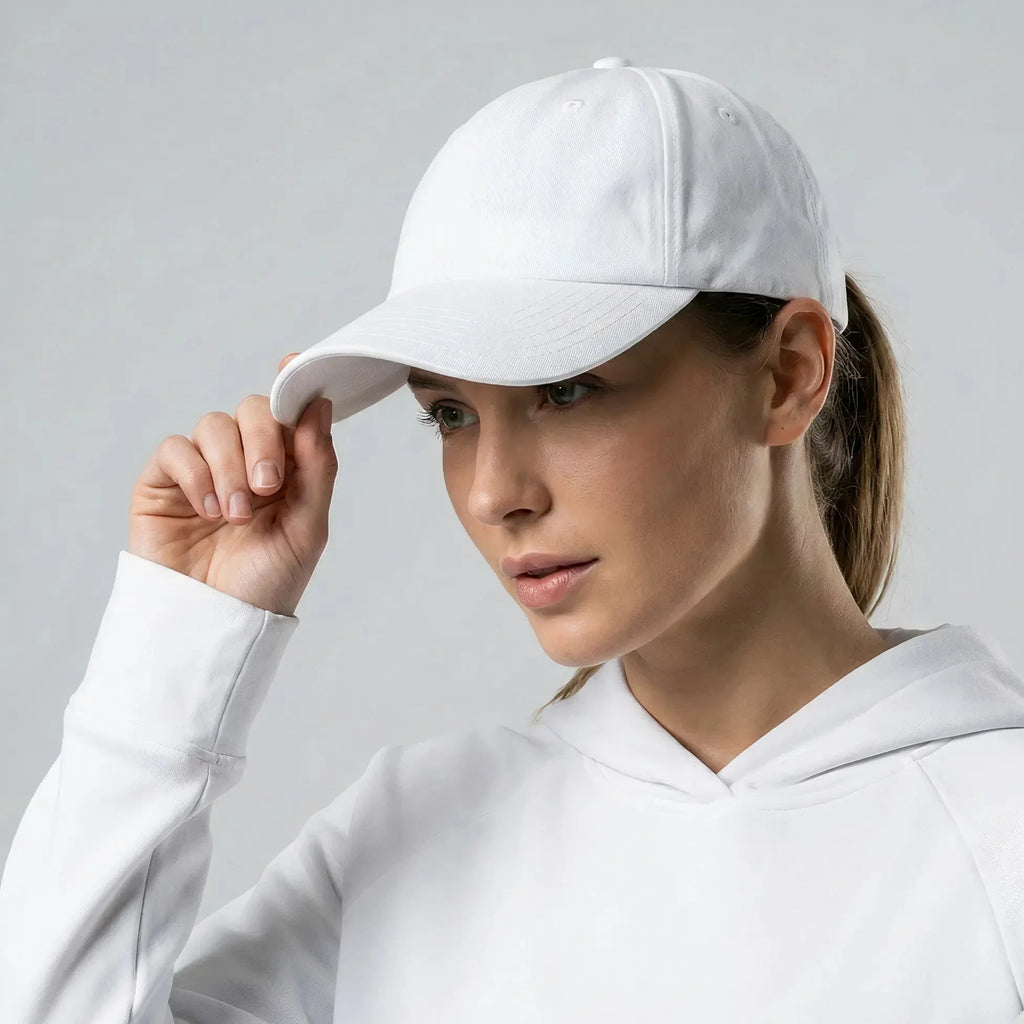 White Low Profile Baseball Cap