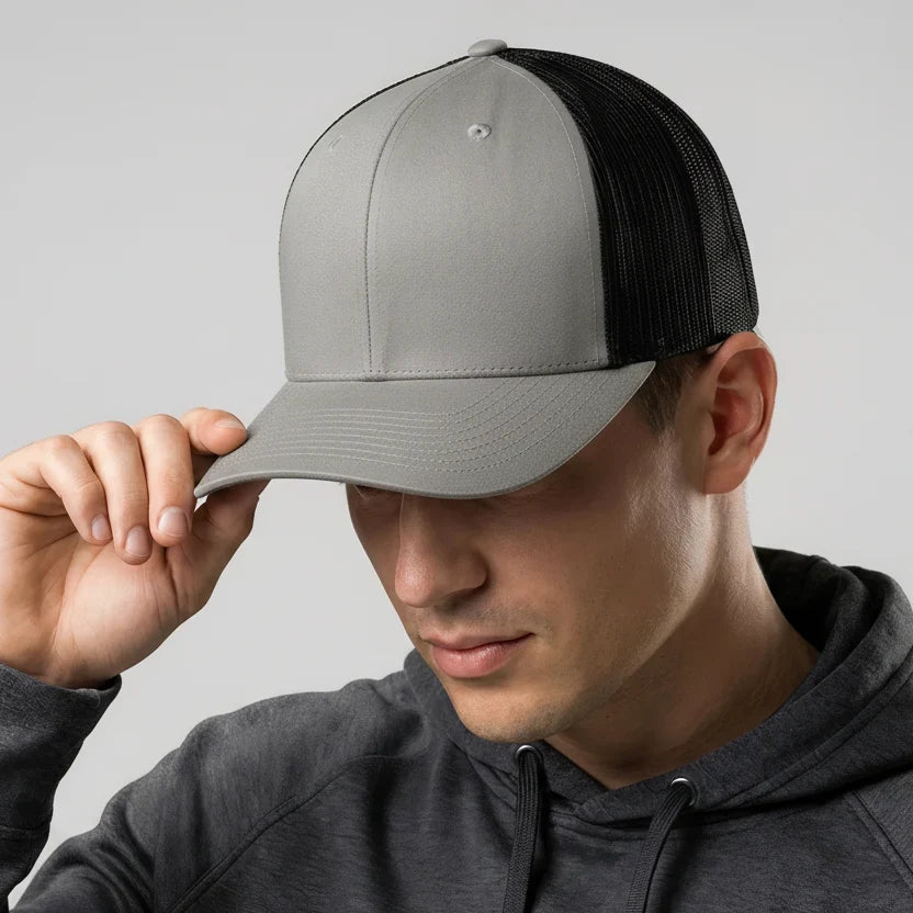 Grey-Black Classic 6 Panel Mesh Back