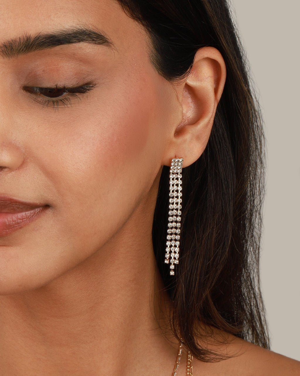 Crystal Fringe Stud Earrings