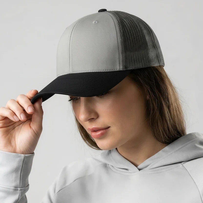 Black-Grey Classic 6 Panel Mesh Back