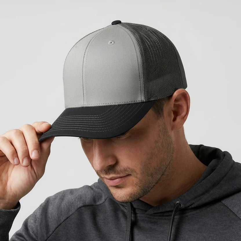 Black-Grey Classic 6 Panel Mesh Back