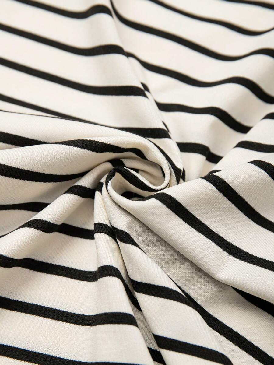 Striped V-Neck Short Sleeve T-Shirt For Women