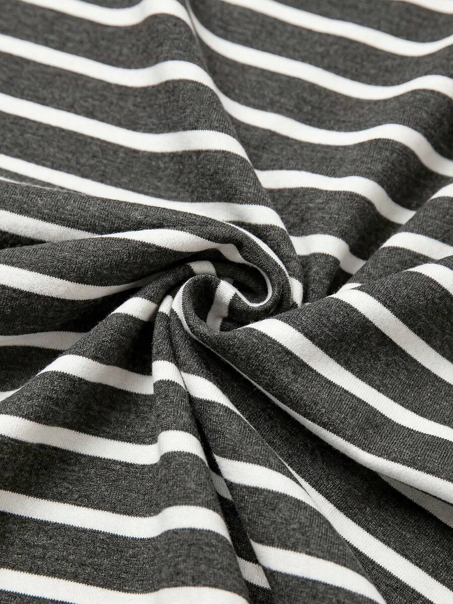 Striped V-Neck Short Sleeve T-Shirt For Women