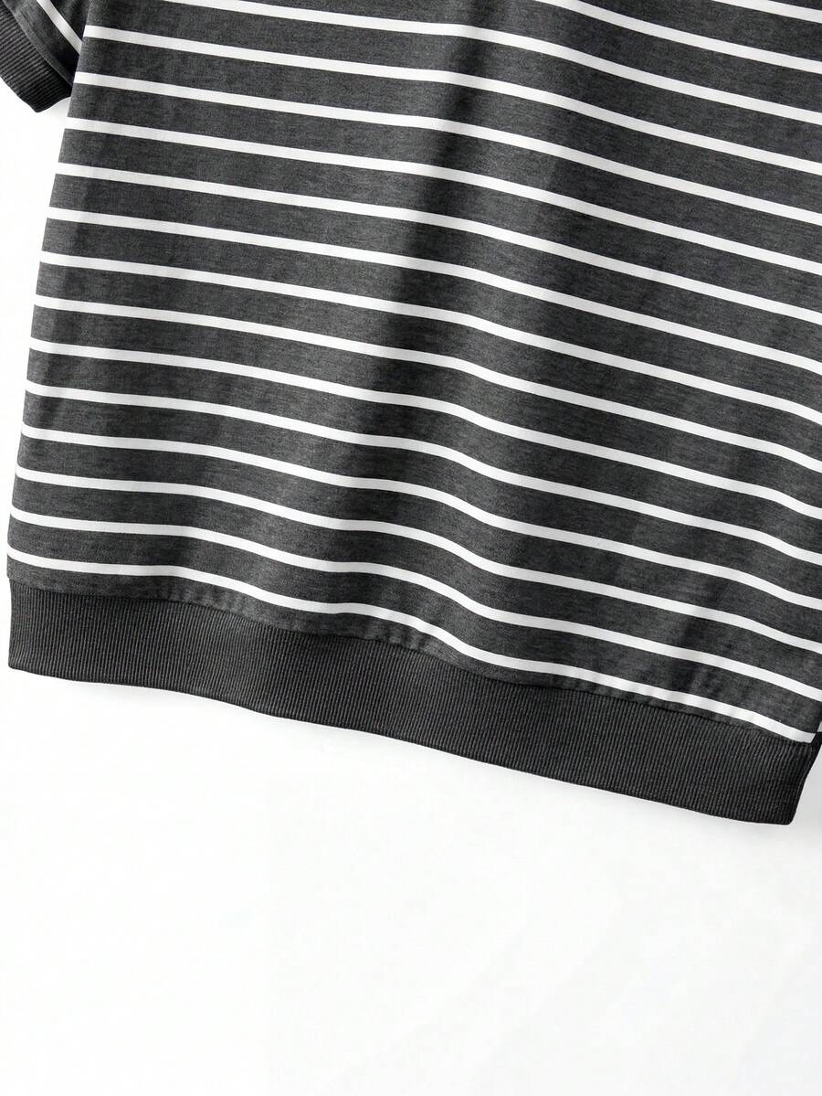 Striped V-Neck Short Sleeve T-Shirt For Women