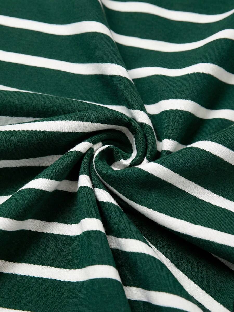 Striped V-Neck Short Sleeve T-Shirt For Women