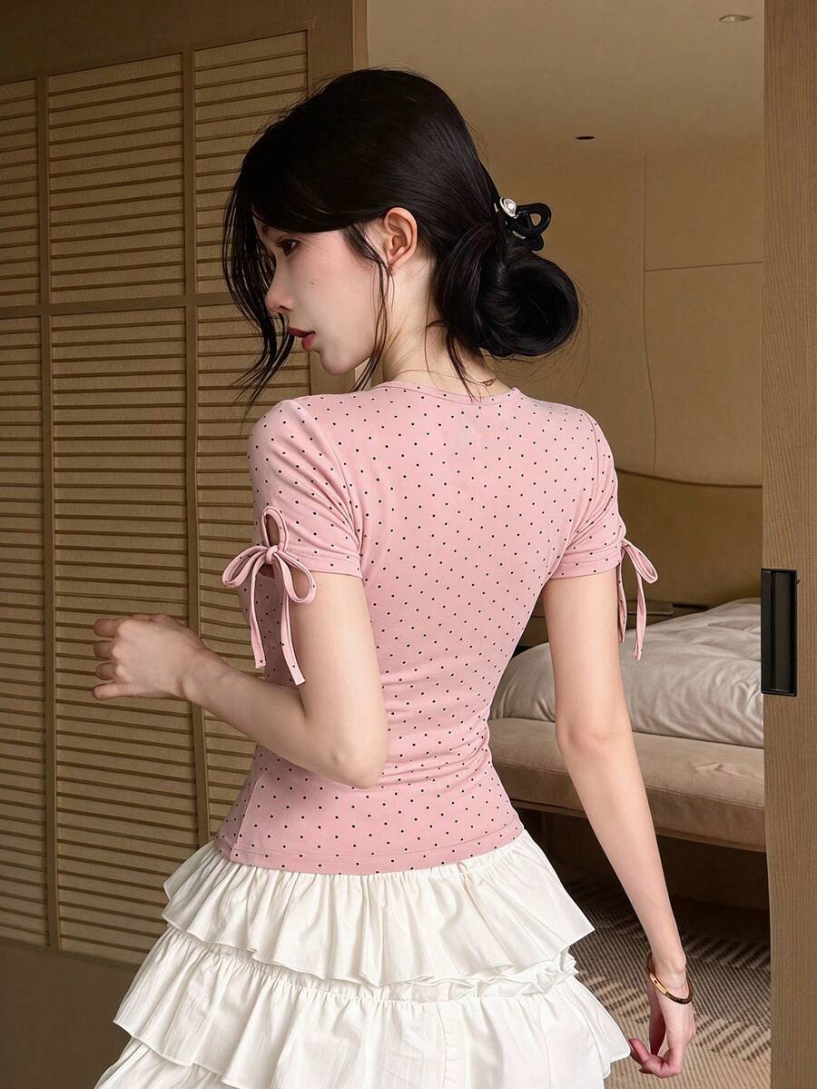 DAZY Women Chic Brown Floral Mesh Long Sleeve Crop Top