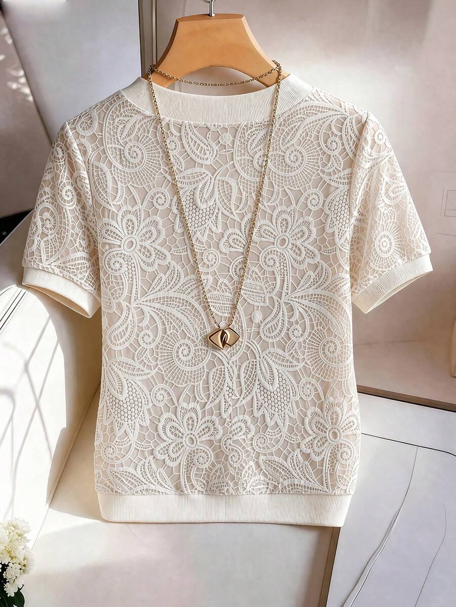 Striped V-Neck Short Sleeve T-Shirt For Women