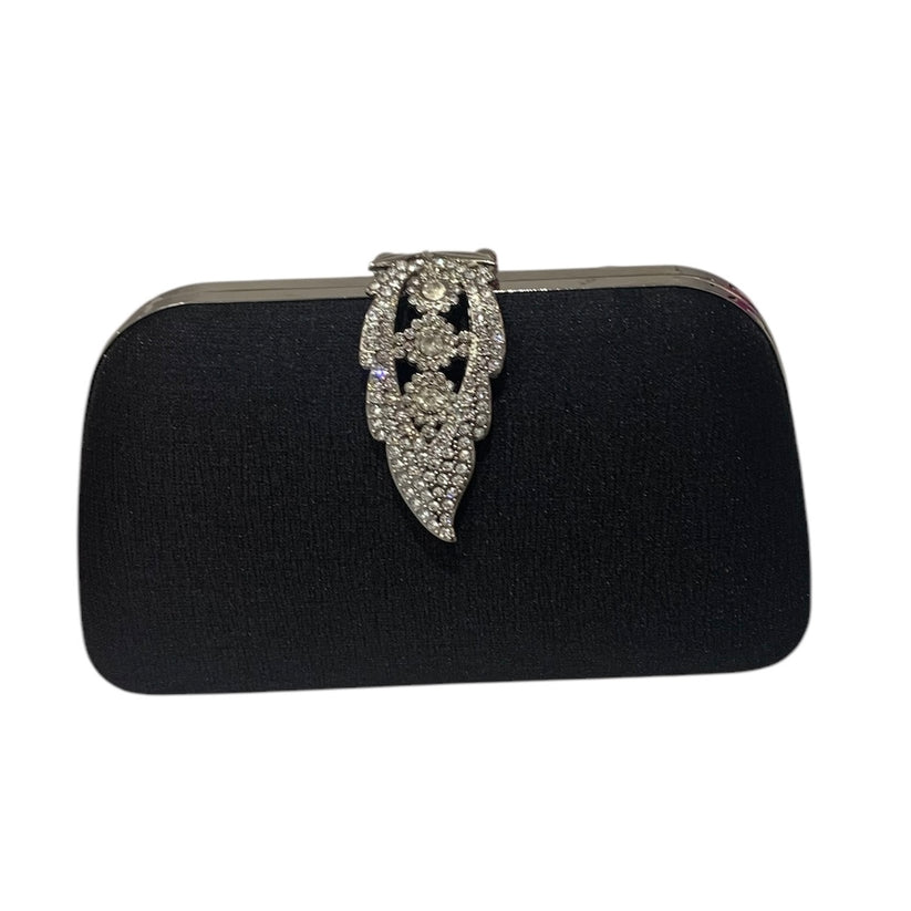 Black Leaf Clasp Clutch Bag