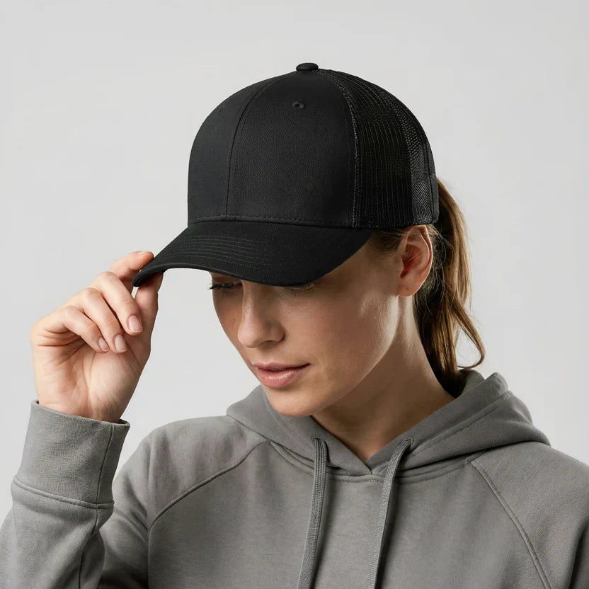Full Black Classic 6 panel Mesh Back