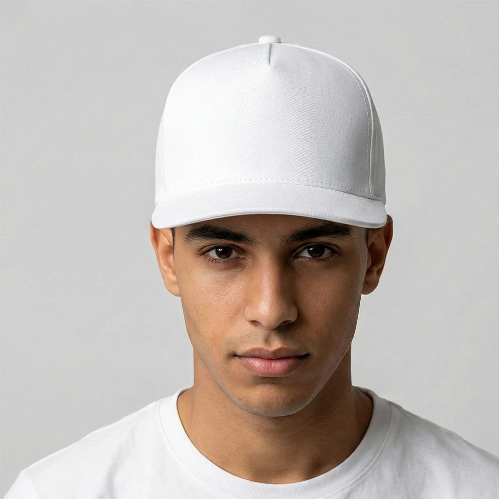 White Structured 5 Panel Cap