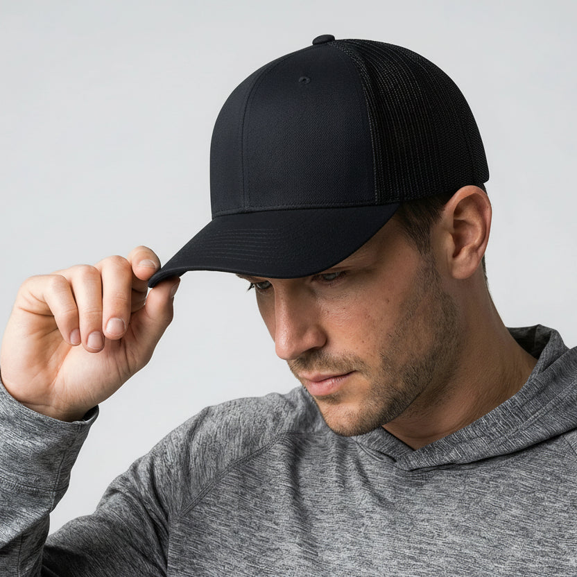 Full Black Classic 6 panel Mesh Back