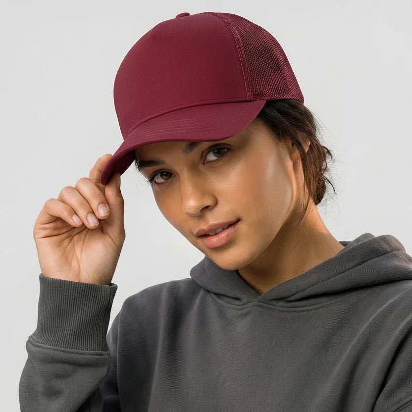Burgundy Classic 5 Panel Mesh Back