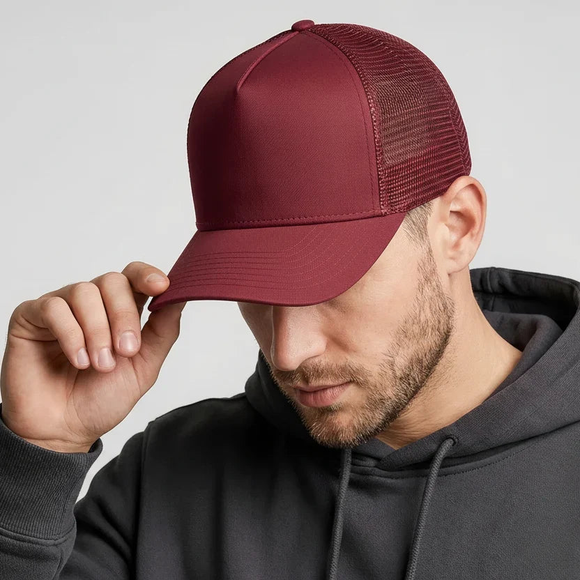 Burgundy Classic 5 Panel Mesh Back