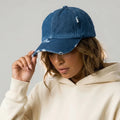 Distressed Denim Baseball Cap — Vintage Blue
