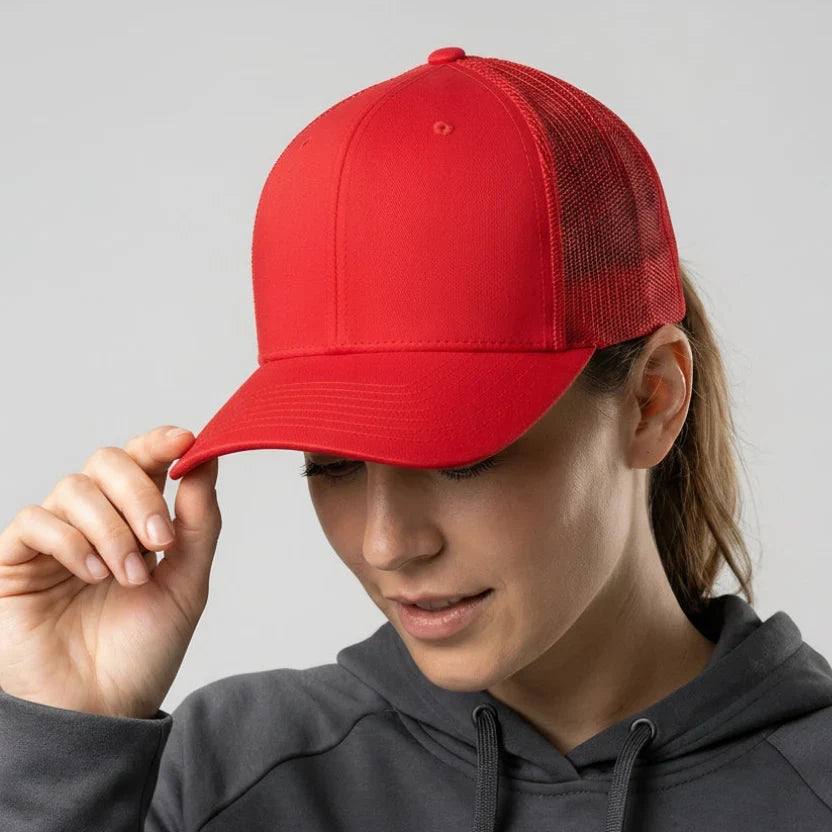 Full Red Classic 6 Panel Mesh Back