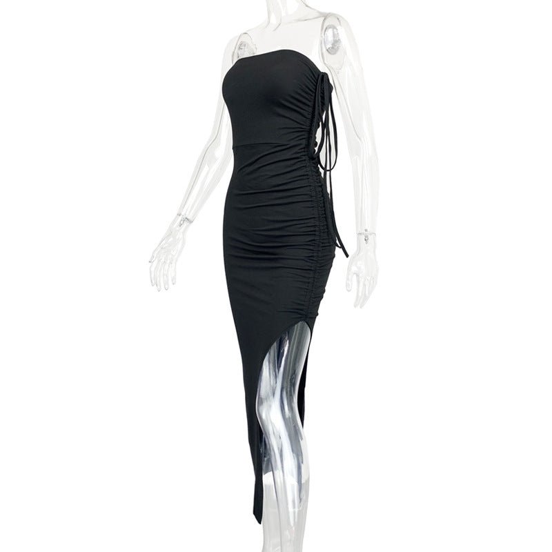 The Sultry Slit | Solid Color One-Shoulder Backless Midi Dress