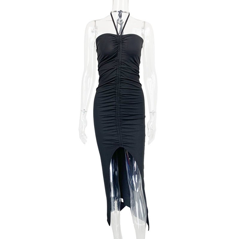 The Sultry Slit | Solid Color One-Shoulder Backless Midi Dress