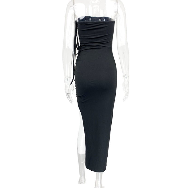 The Sultry Slit | Solid Color One-Shoulder Backless Midi Dress