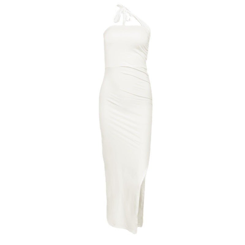 The Sultry Slit | Solid Color One-Shoulder Backless Midi Dress