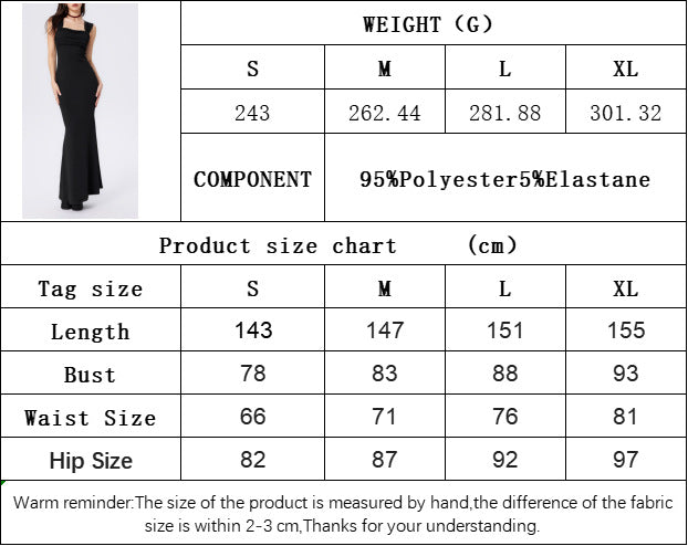 The Fierce Elegance | Solid Color Square-Neck Sleeveless Fishtail Maxi Dress