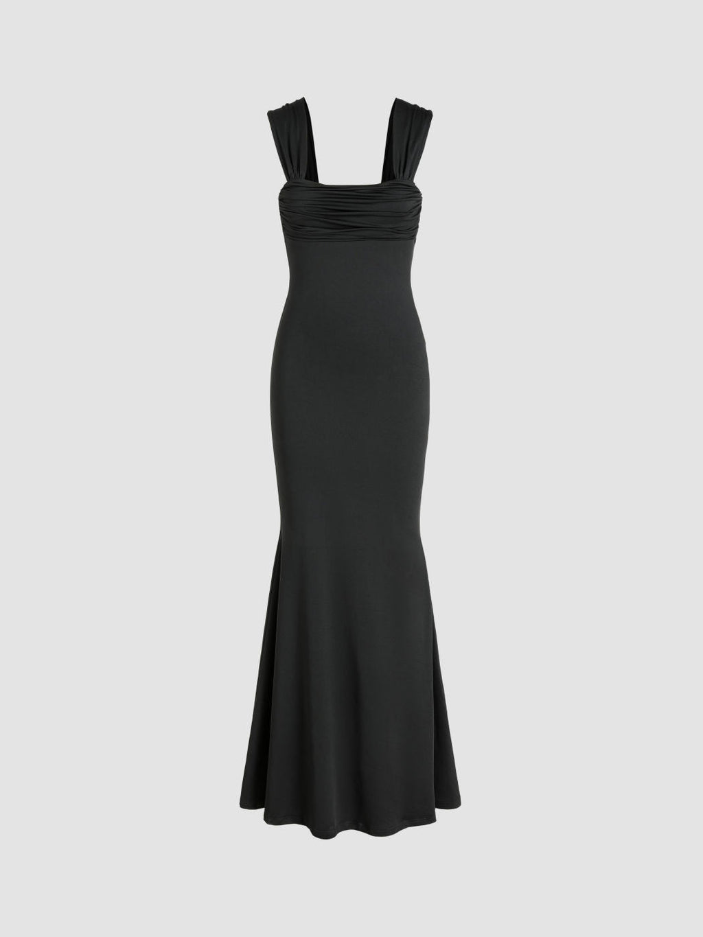 The Fierce Elegance | Solid Color Square-Neck Sleeveless Fishtail Maxi Dress