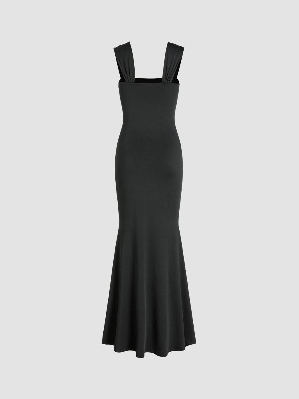 The Fierce Elegance | Solid Color Square-Neck Sleeveless Fishtail Maxi Dress