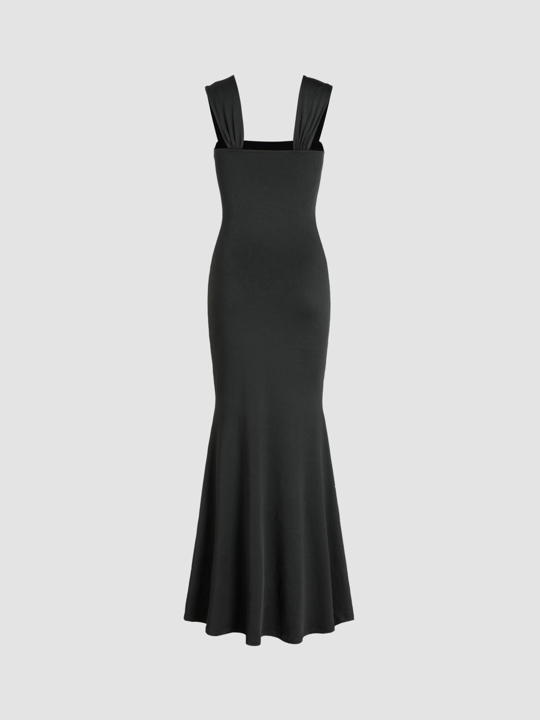 The Fierce Elegance | Solid Color Square-Neck Sleeveless Fishtail Maxi Dress