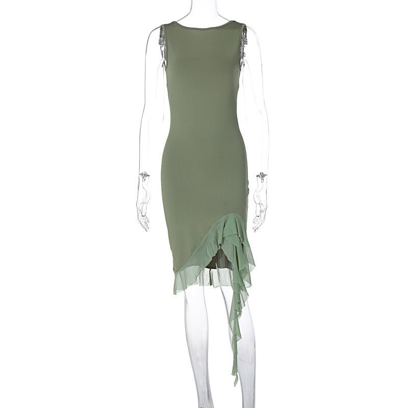 The Sultry Edge | Solid Color Sleeveless Backless Midi Dress