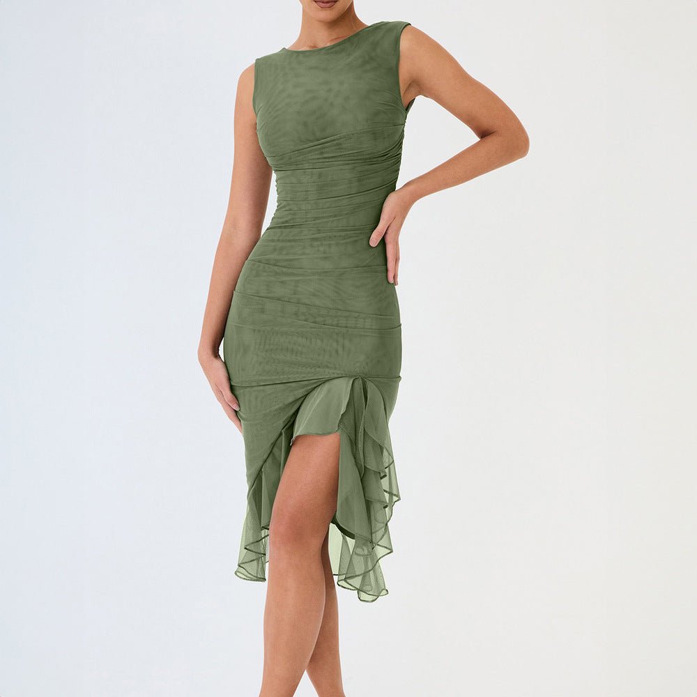 The Sultry Edge | Solid Color Sleeveless Backless Midi Dress
