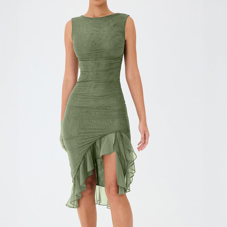 The Sultry Edge | Solid Color Sleeveless Backless Midi Dress