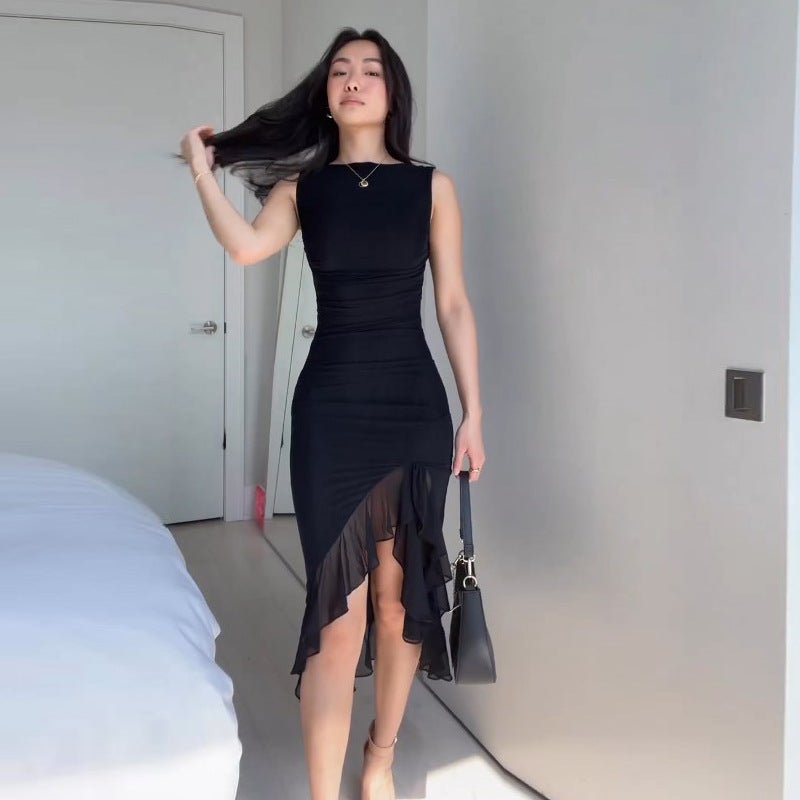 The Sultry Edge | Solid Color Sleeveless Backless Midi Dress