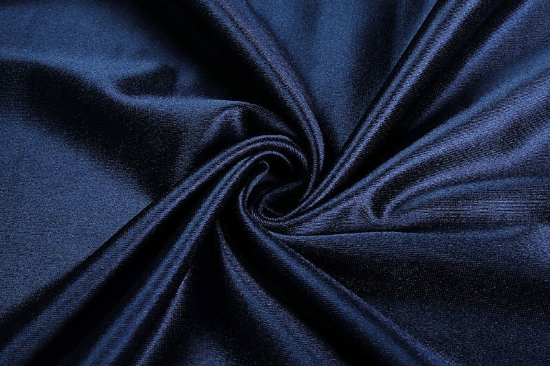 The Deep Allure | Solid Dark Blue Suspender Backless Maxi Dress