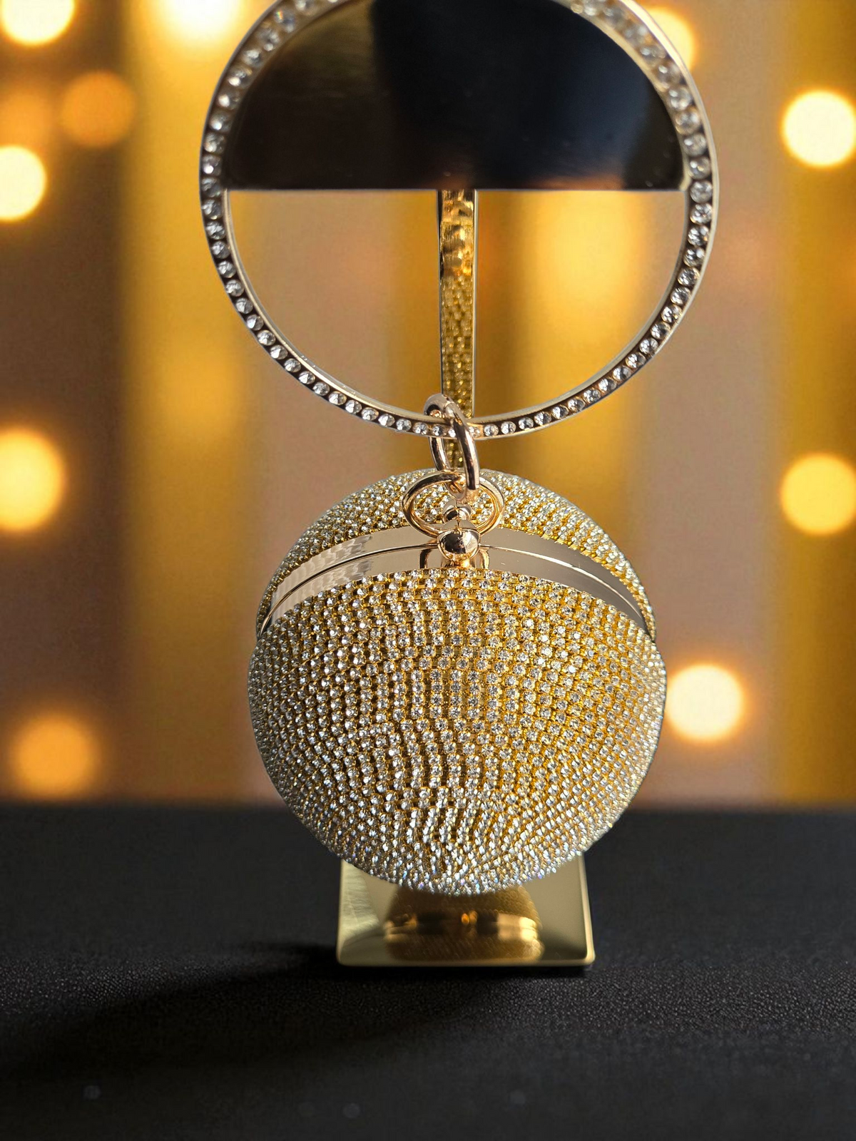 Galaxy Luxe Crystal Orb Clutch (Gold, Silver)