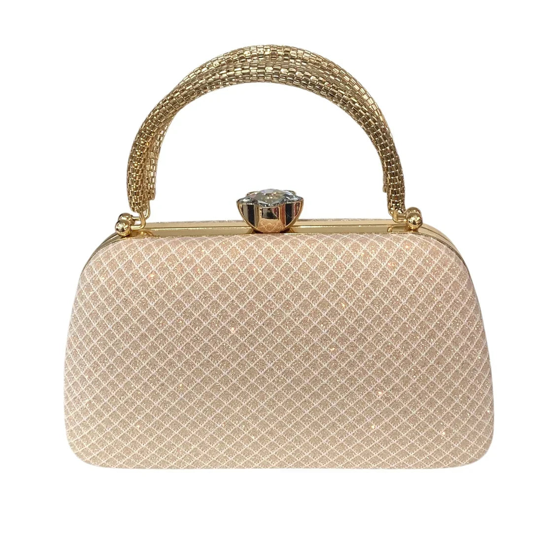 Champagne Dress Bag With Gold Handle