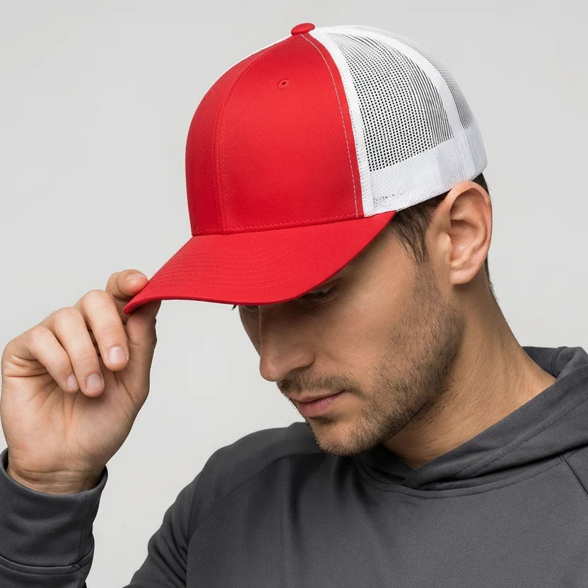Red-White Classic 6 Panel Mesh Back