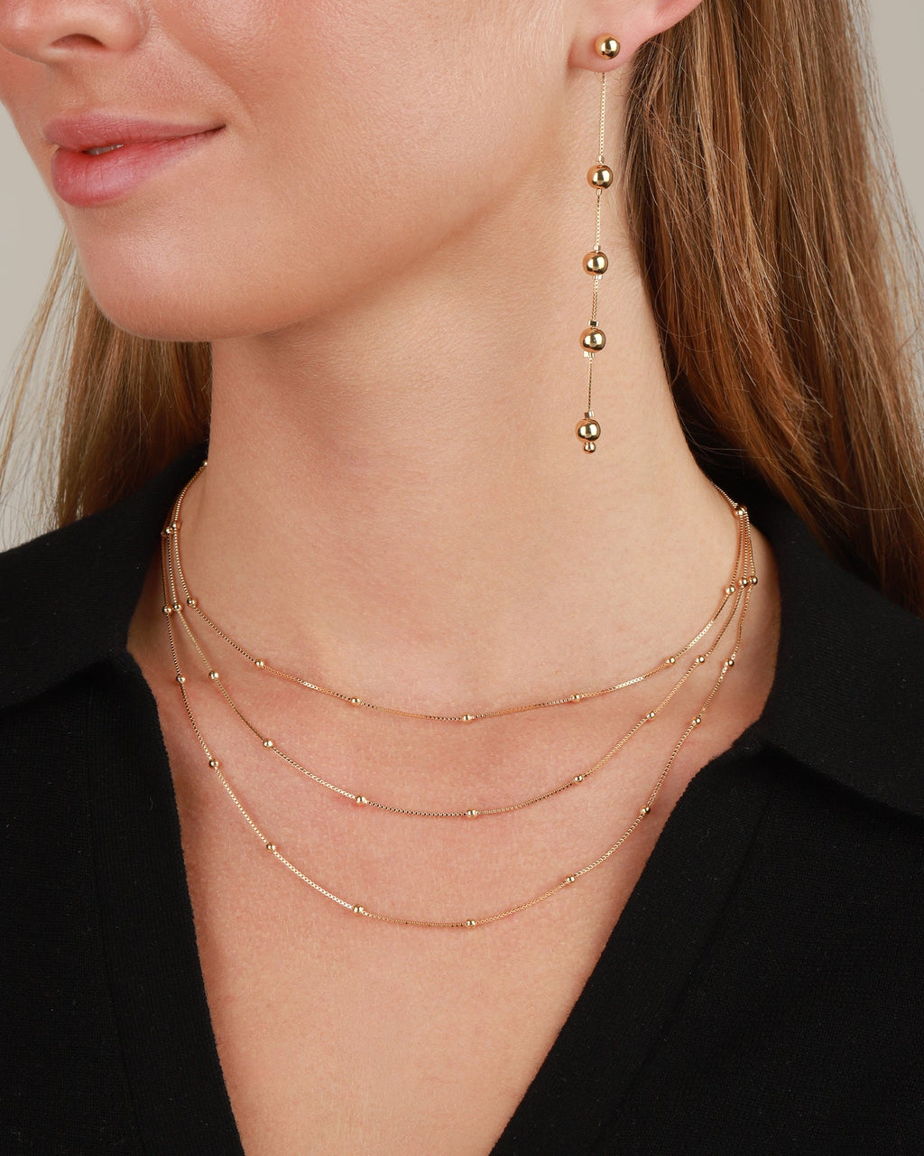 3 Row Ball Station Necklace