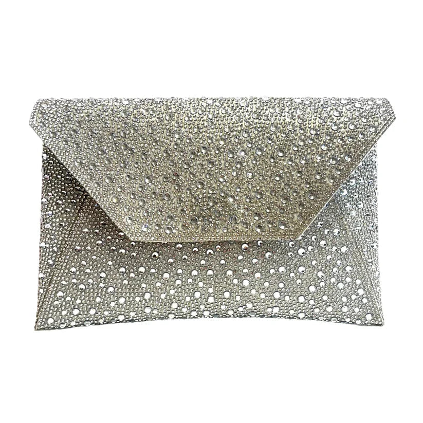 Silver Diamanté Envelope Clutch