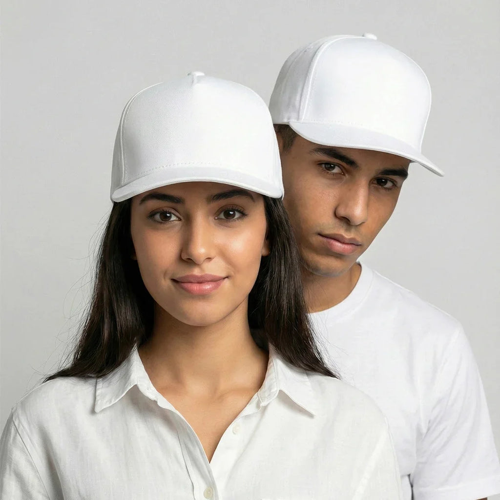 White Structured 5 Panel Cap