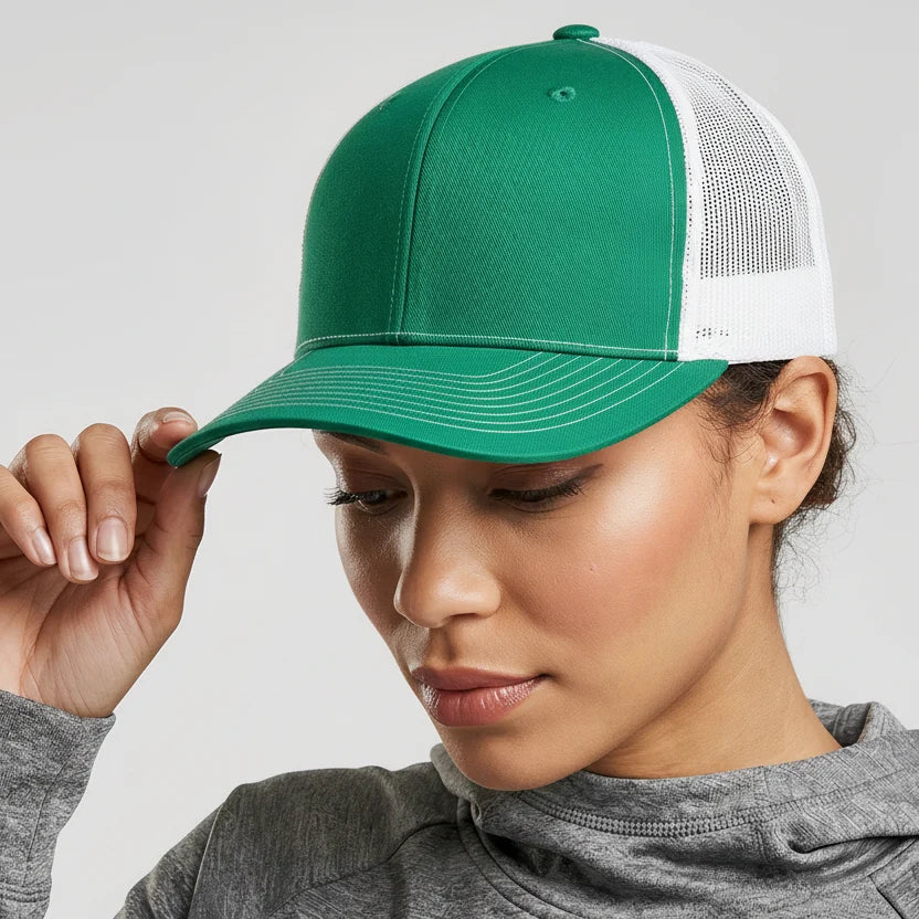 Green-White Classic 6 Panel Mesh Back