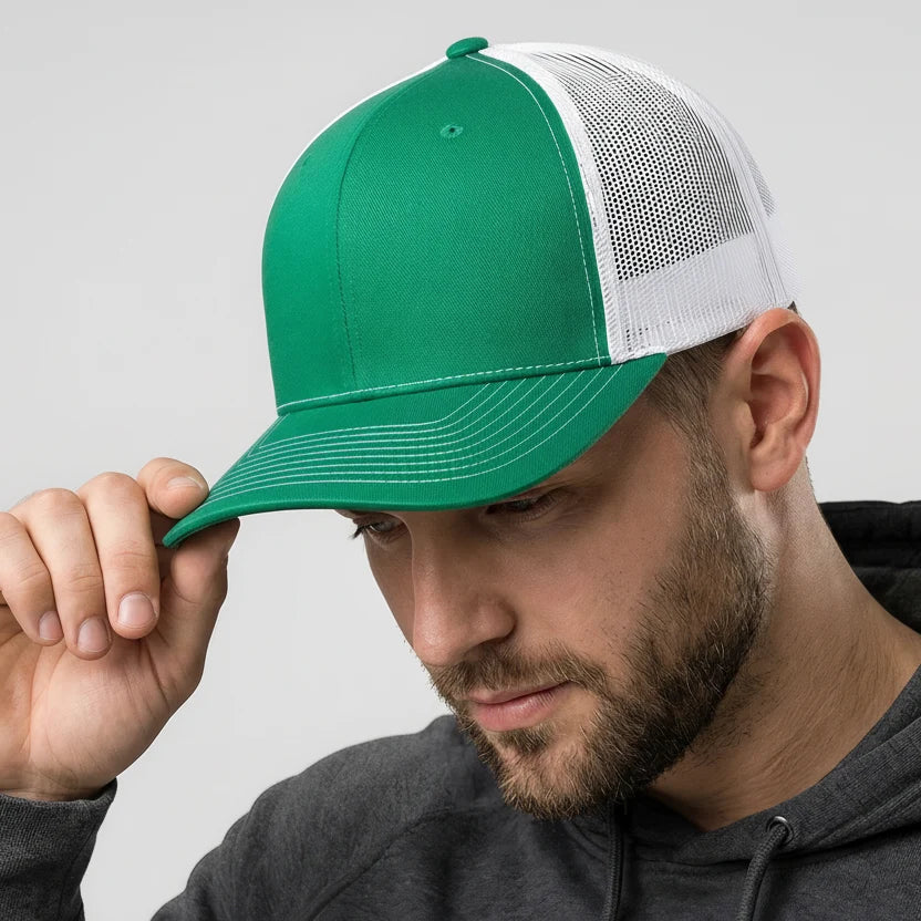 Green-White Classic 6 Panel Mesh Back