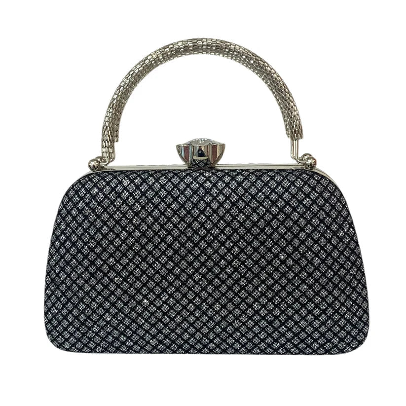 Black Silver Dess Bag With Gold Handle