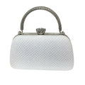 White Silver Dress Bag With Gold Handle