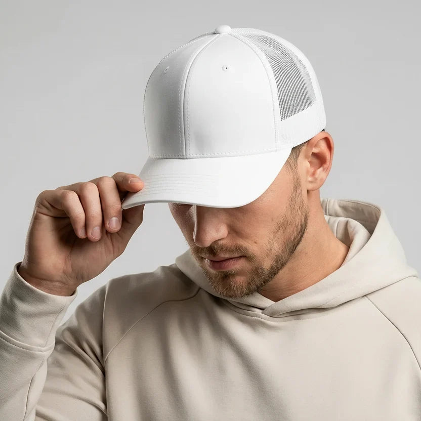 White Classic 6 Panel Mesh Back