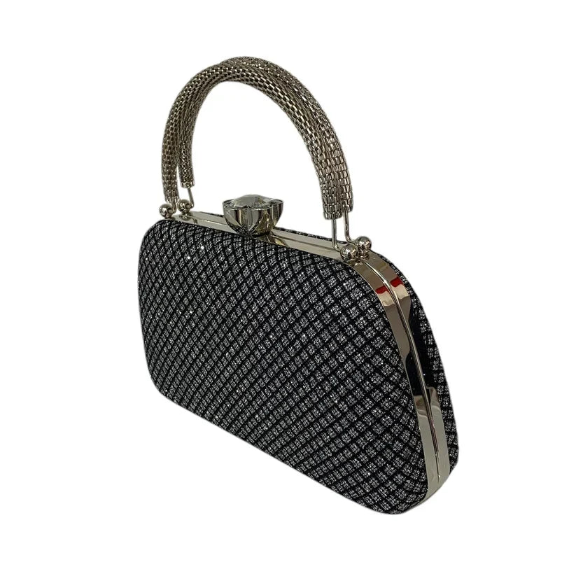 Black Silver Dess Bag With Gold Handle