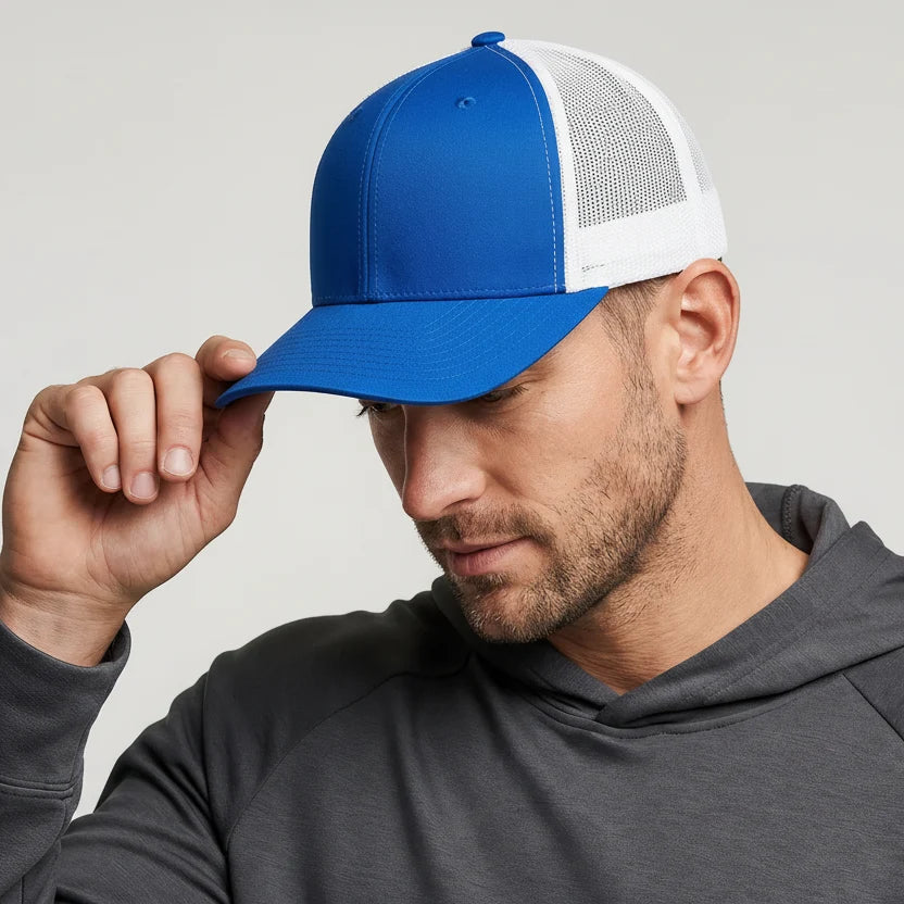 Royal Blue-White Classic 6 Panel Mesh Back