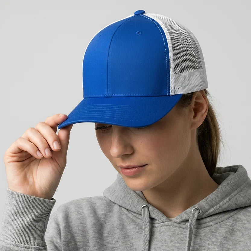 Royal Blue-White Classic 6 Panel Mesh Back