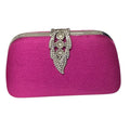 Magenta Leaf Clasp Clutch Bag