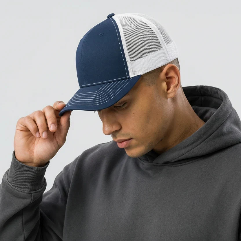 Navy-White Classic 6 Panel Mesh Back