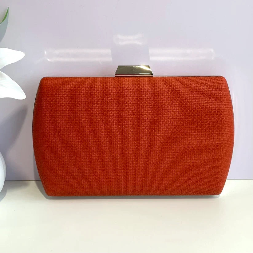 Red Orange Fabric Case Clutch Bag
